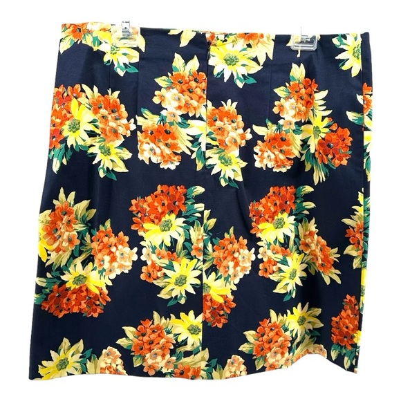 Ann Taylor Women’s 12 NWT Navy Yellow Flowers Pencil Skirt Cotton Spandex - Picture 2 of 11